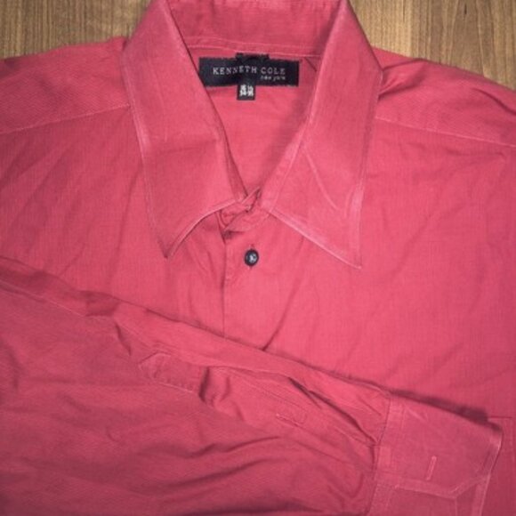 Kenneth Cole New York Button Up Shirt Men's Large Red 16 1/2 34-35 Dress Shirt - Picture 1 of 11